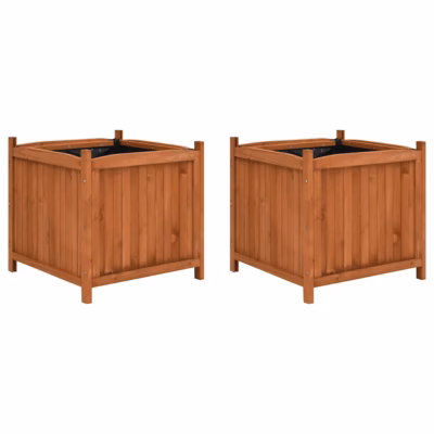 Nulupuidust taimekastid polüestervoodriga, 2 tk, pruun, 50 x 50 x 50 cm