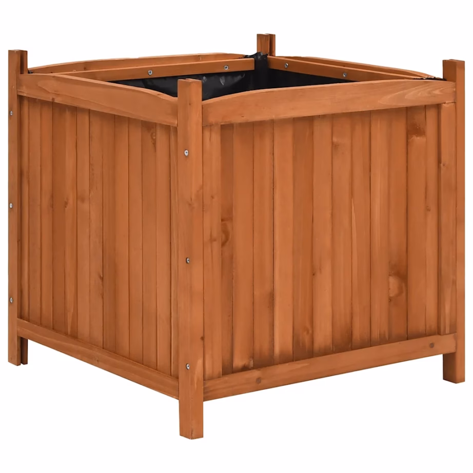 Nulupuidust taimekastid polüestervoodriga, 2 tk, pruun, 50 x 50 x 50 cm – 3