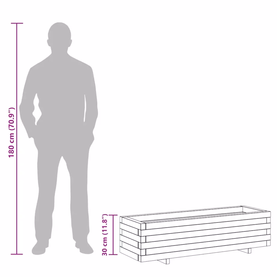 Roheimmutatud männipuidust taimelava, 120 x 40 x 30 cm – 11