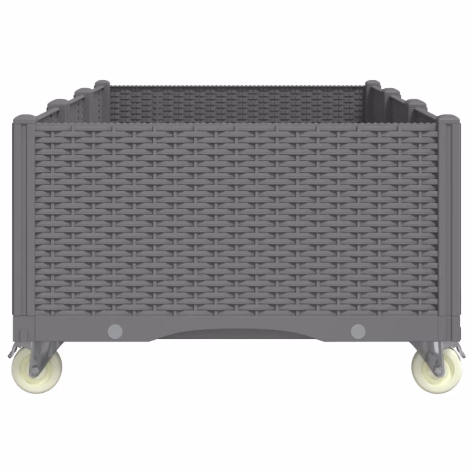 Ratastega võrega taimekast rotangiviimistlusega, helehall, 150 x 80 x 54 cm, PP – 4