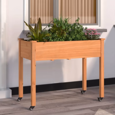 Ratastega voodriga taimelava, nulupuidust, pruun, 118 x 59 x 80 cm