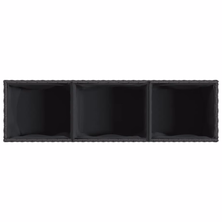 Ratastega polürotangist taimekast 3 sisekotiga, must, 107 x 32 x 38 cm – 8