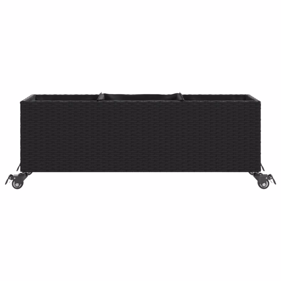 Ratastega polürotangist taimekastid, 2 tk, must, 107 x 32 x 38 cm – 6