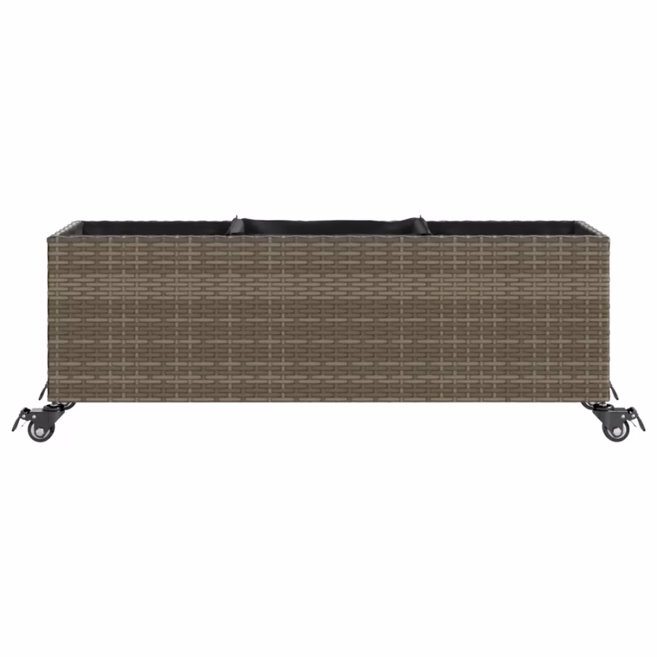 Ratastel taimekastid, 2 tk, hall polürotang, 107 x 32 x 38 cm – 6