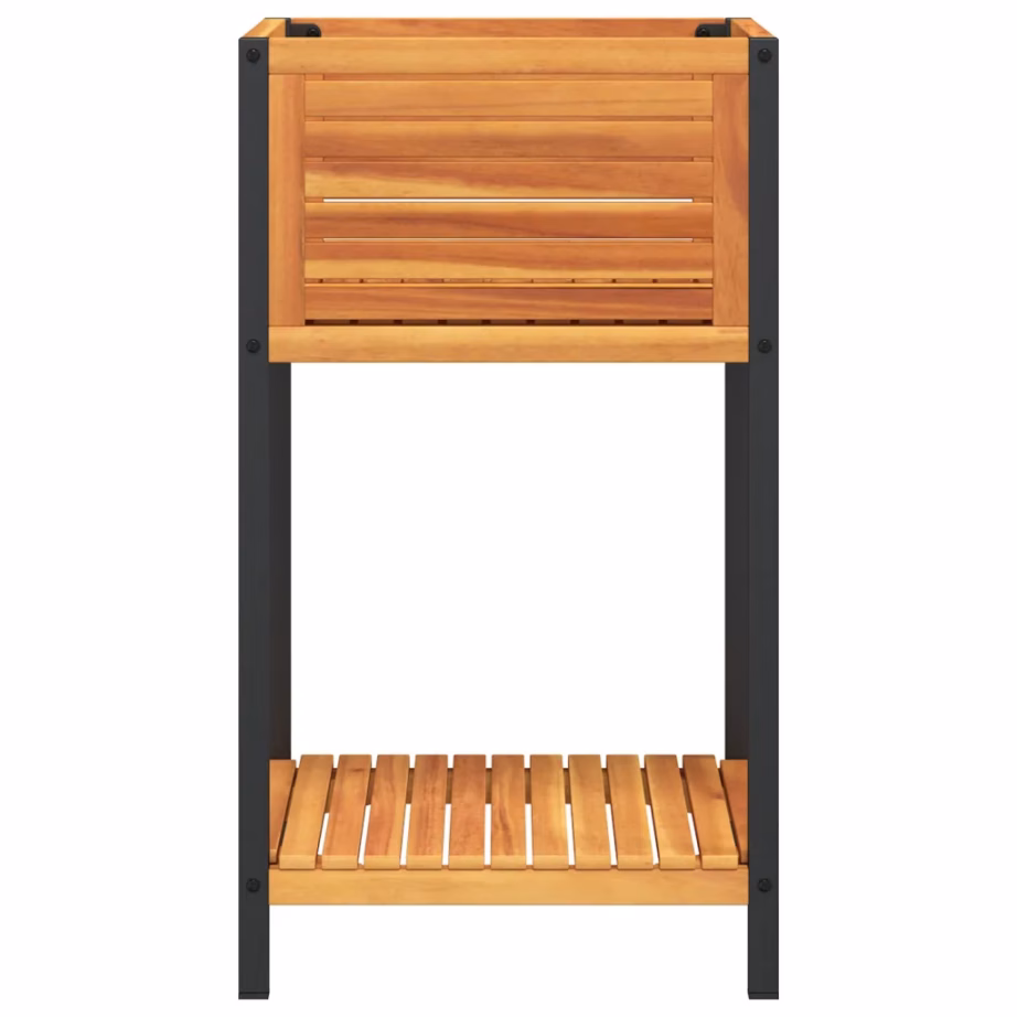 Riiuliga aia taimekast akaatsiapuidust ja terasest, 45 x 45 x 80 cm – 4