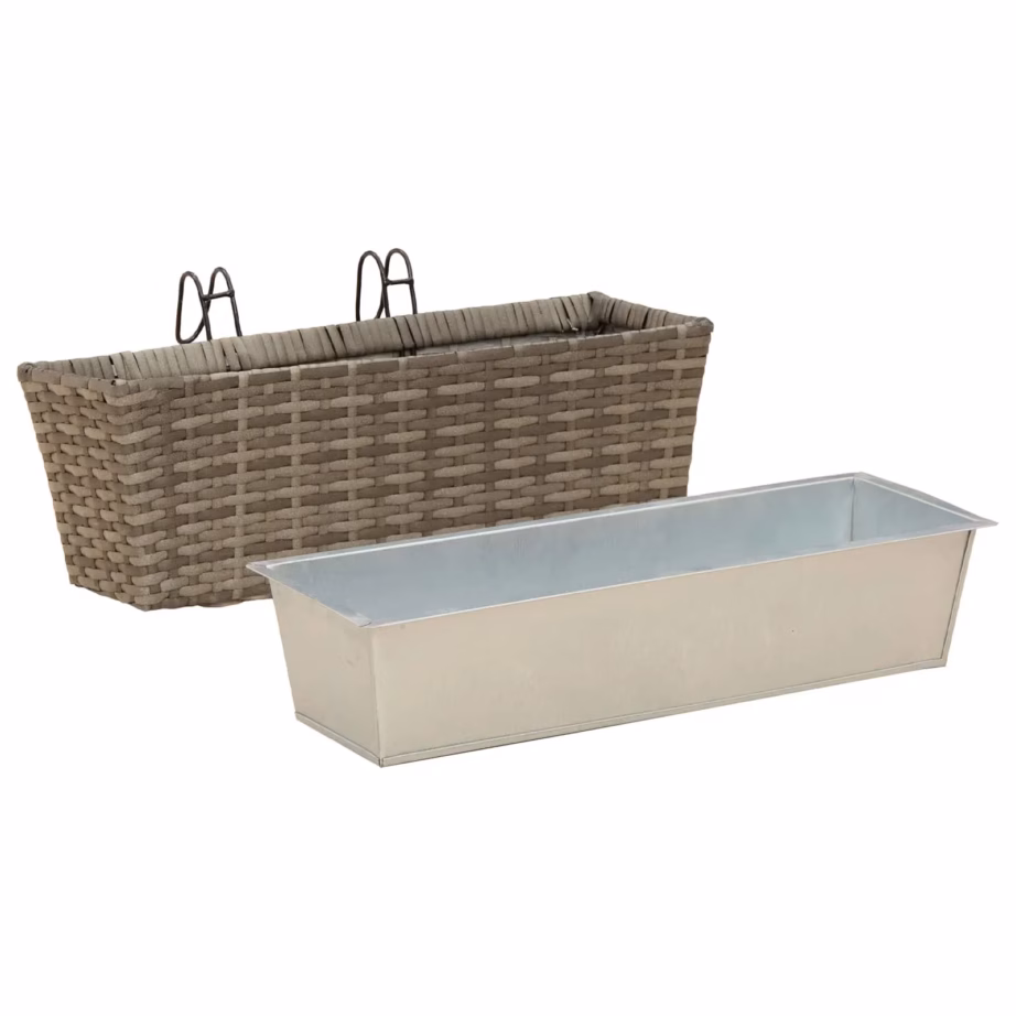 Riputatav metallist rõdukast ratani välimusega, hall, 50 x 17 x 17 cm – 4