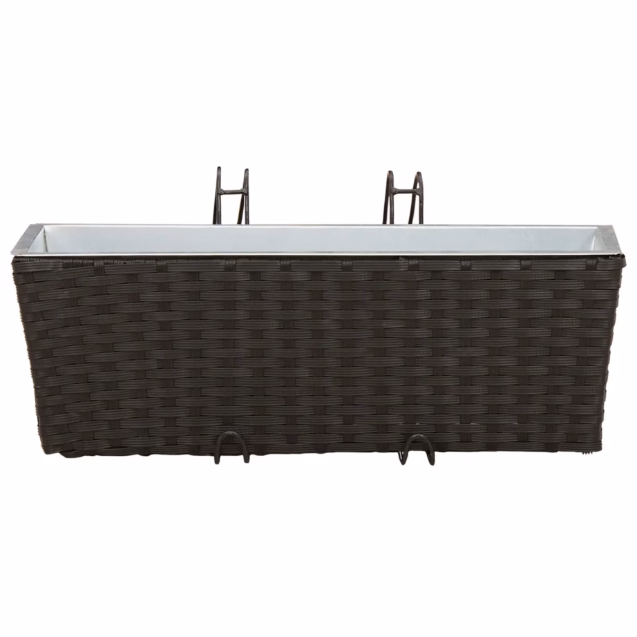 Rõdupiirde lillekastid rotangmustriga, 2 tk, must metall, 50 x 17 x 17 cm – 5