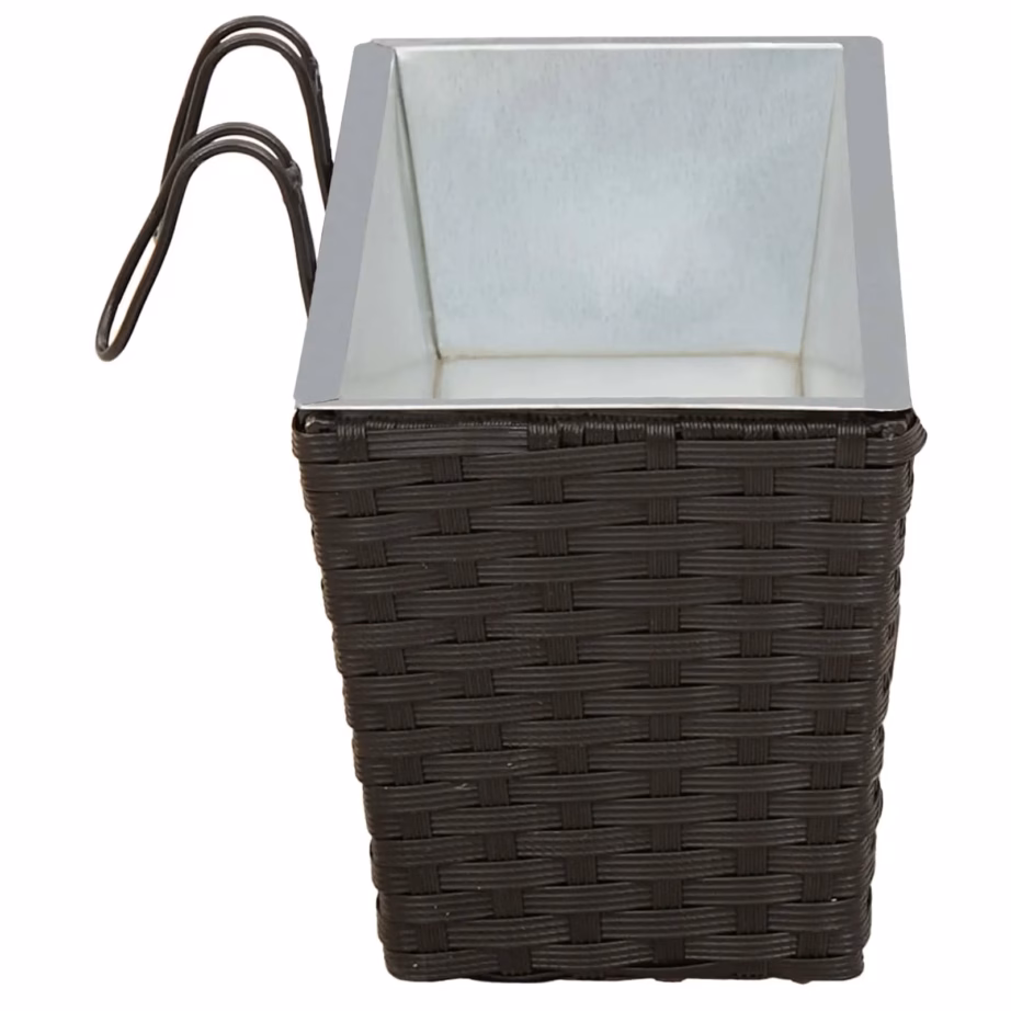 Rõdupiirde lillekastid rotangmustriga, 2 tk, must metall, 50 x 17 x 17 cm – 6