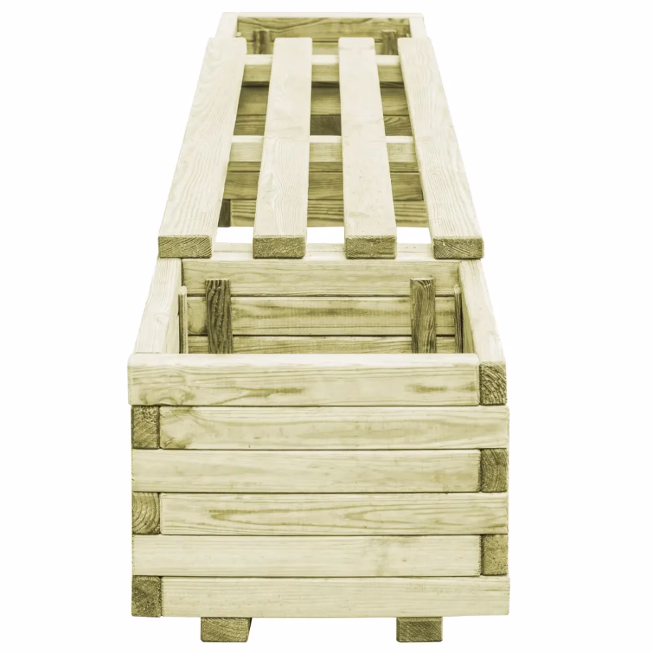 Roheimmutatud männipuidust aiapink taimelavadega, roheline, 196 x 40 x 36 cm – 3