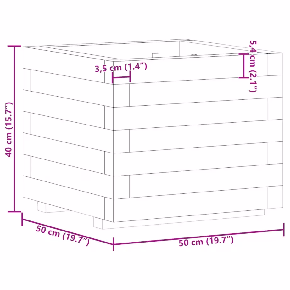 Kandiline roheimmutatud männipuidust taimelava, 50 x 50 x 40 cm – 10