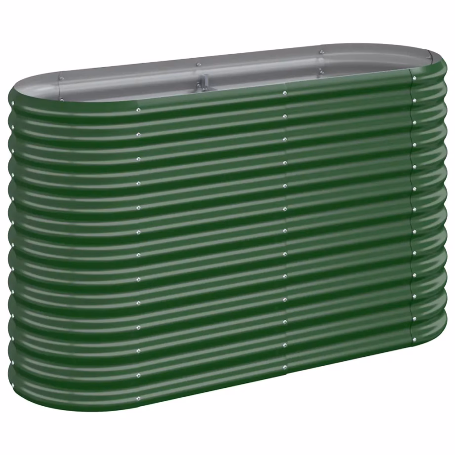 Roheline ovaalne aia taimelava galvaniseeritud terasest 114 x 40 x 68 cm – 2
