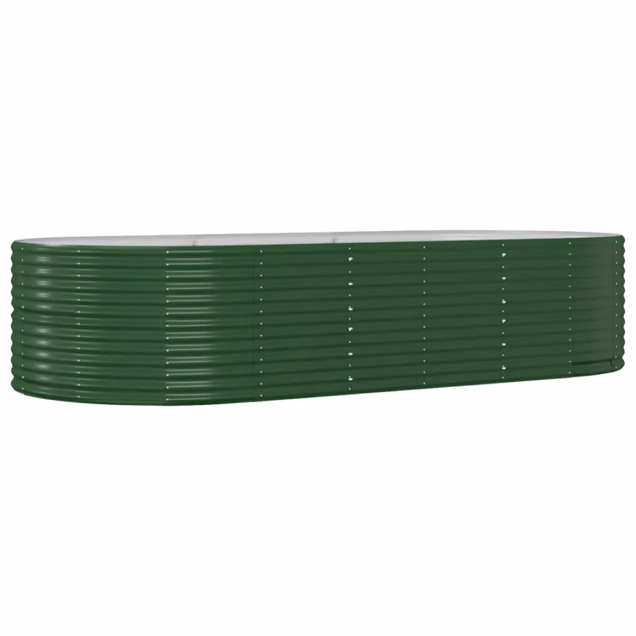 Ovaalne aia taimelava, roheline galvaniseeritud teras, 291 x 140 x 68 cm – 2