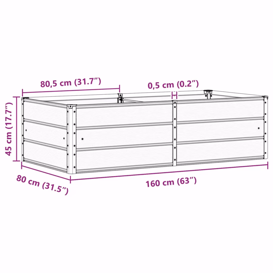 Roheline terasest taimekast 160 x 80 x 45 cm – 7