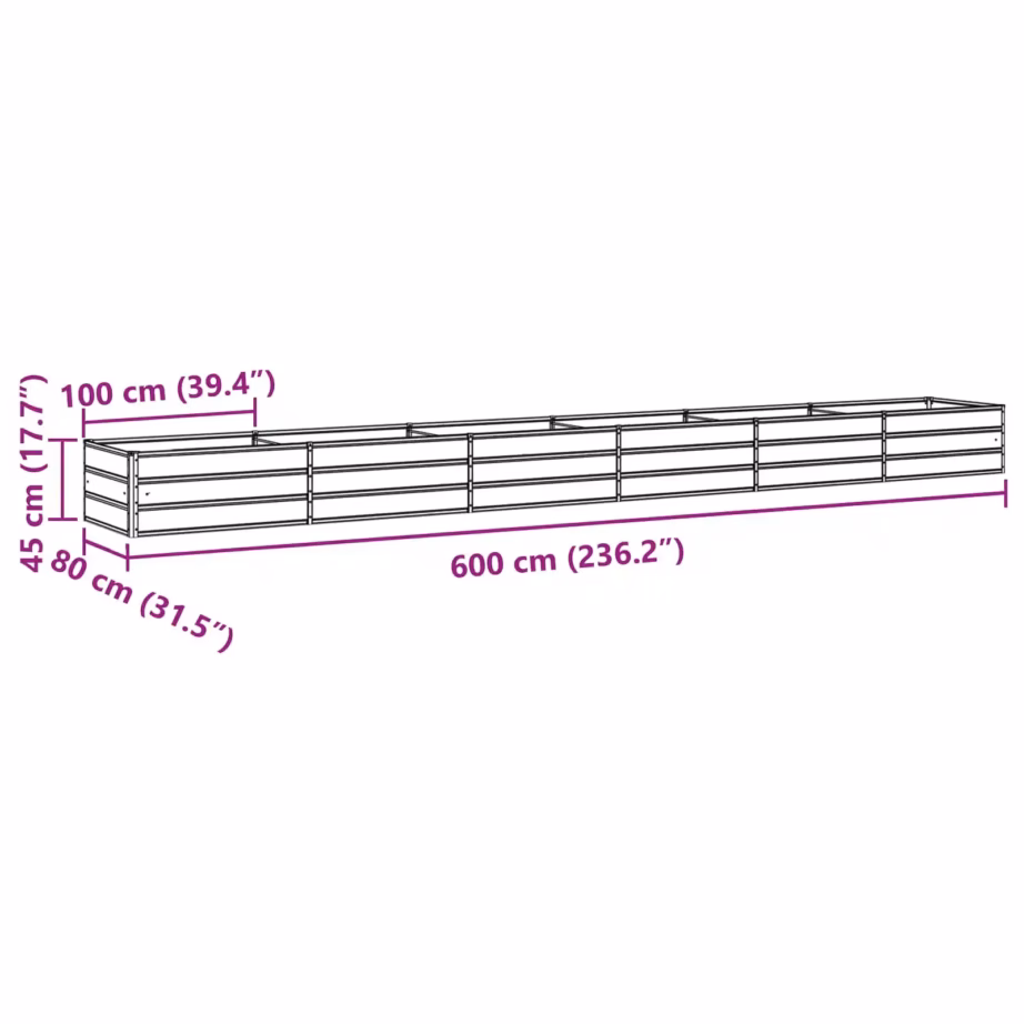 Roheline terasest taimekast, 600 x 80 x 45 cm – 6