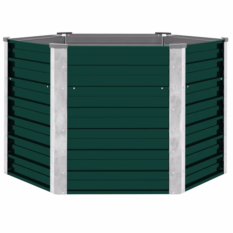 Kuusnurkne taimelava avatud põhjaga, tsingitud teras, roheline, 129 x 129 x 77 cm – 3