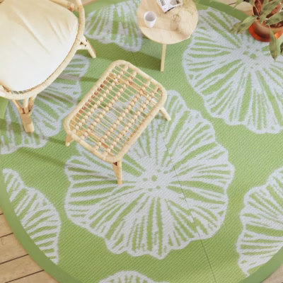 Ümmargune ümberpööratav välisvaip ARAKIL, roheline, polüpropüleen, Ø 200 cm