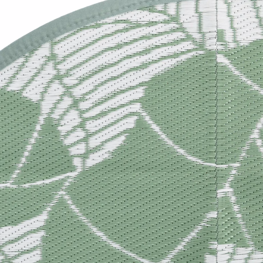 Ümmargune välisvaip ARAKIL, roheline jacquard-mustriga, Ø 120 cm, polüpropüleen – 5