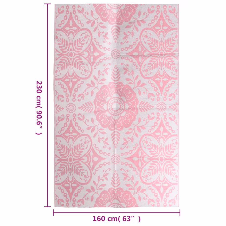 Roosa õuevaip ARAKIL jacquard-mustriga, 160 x 230 cm, polüpropüleen - 7