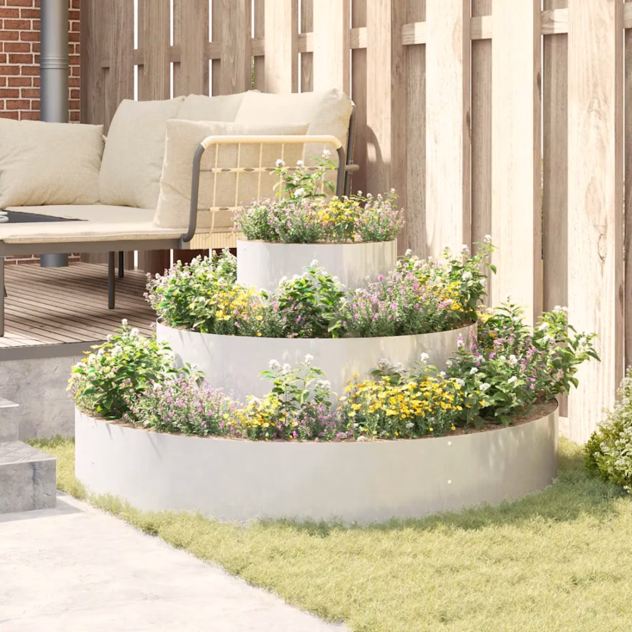 Hõbedane aia istutuspeenar roostevabast terasest, 120 x 120 x 20 cm – 4