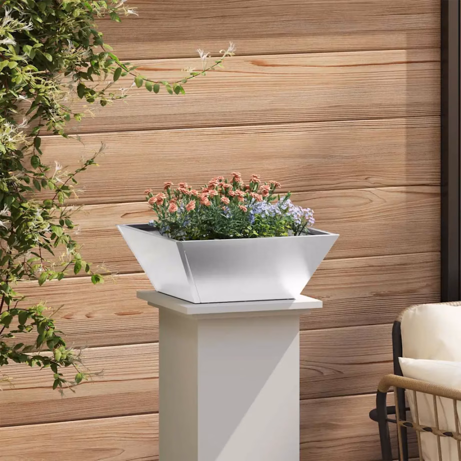 Trapetsikujuline roostevabast terasest istutuspott, hõbedane, 40 x 40 x 15 cm – 4
