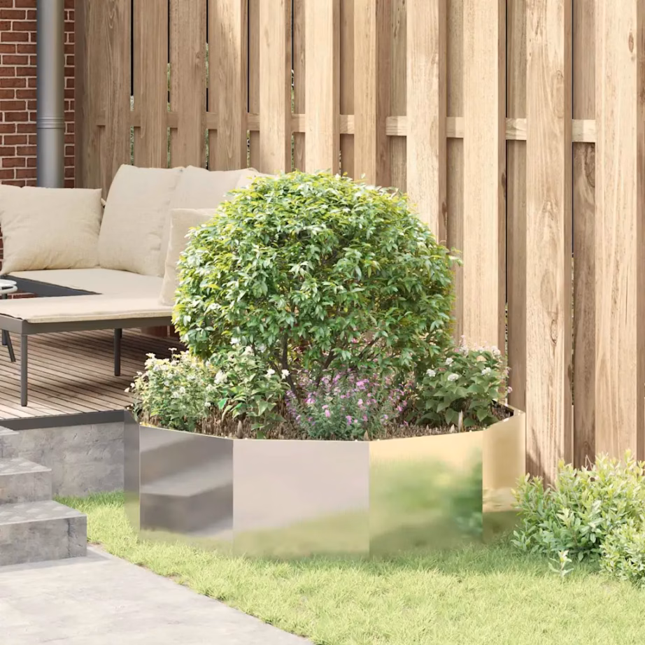 Ümar roostevabast terasest taimekast, hõbedane, 120 x 120 x 35 cm – 4