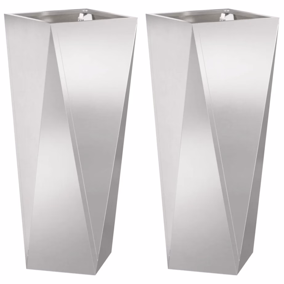 Kõrge roostevabast terasest taimekast, 2 tk, hõbedane, 30 x 30 x 75 cm – 2