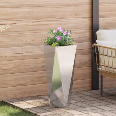 Kõrge roostevabast terasest taimekast, hõbedane, 30 x 30 x 75 cm