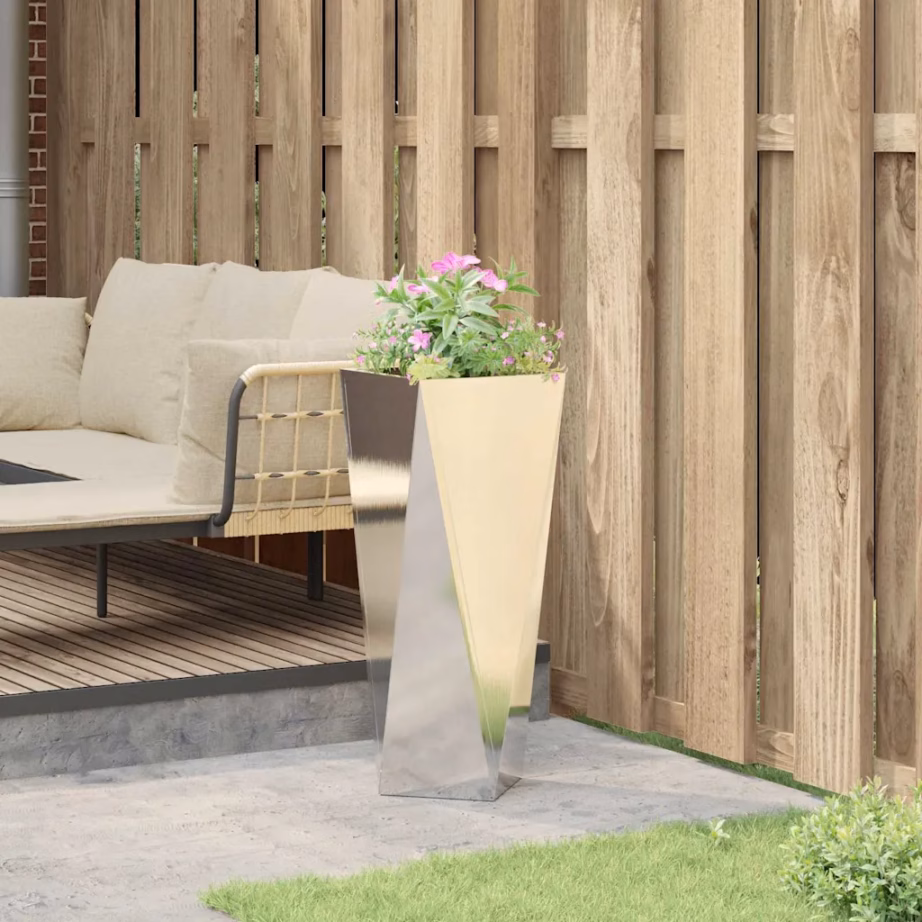 Kõrge roostevabast terasest taimekast, hõbedane, 30 x 30 x 75 cm – 4