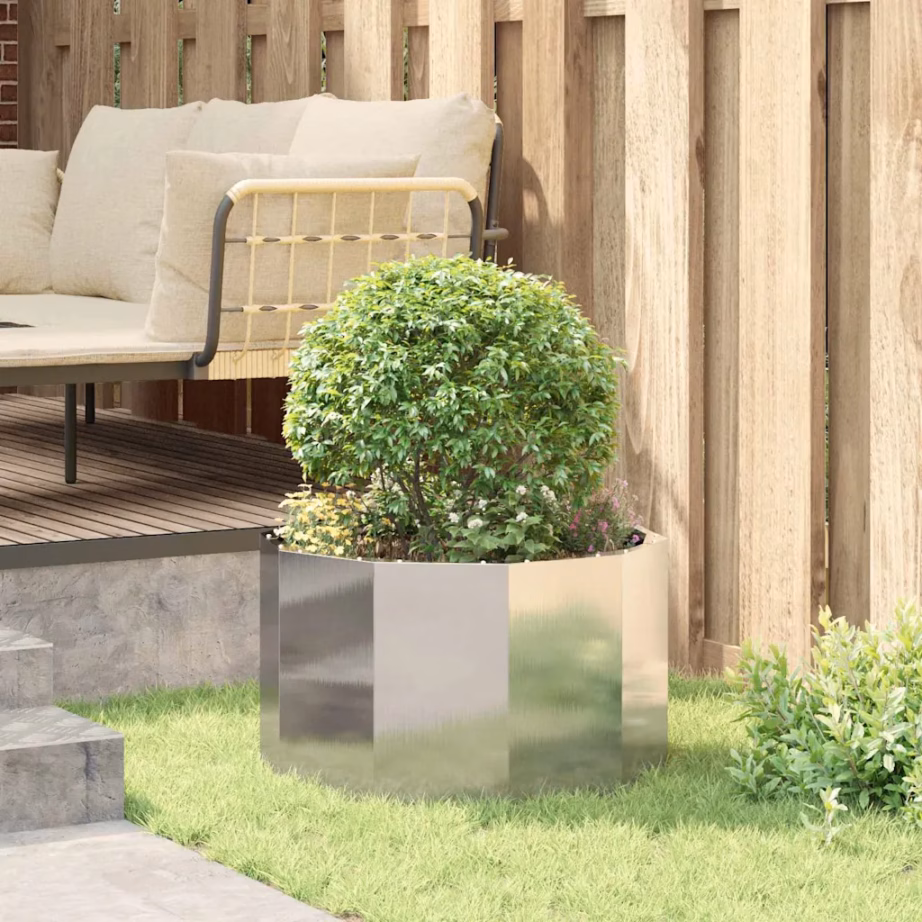 Roostevabast terasest taimekast, hõbedane, 60 x 60 x 35 cm – 4