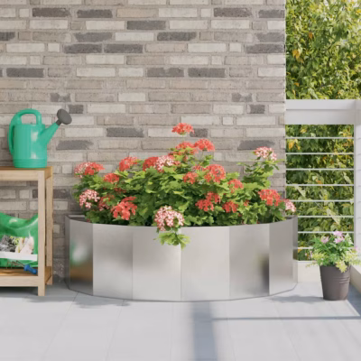 Poolringikujuline roostevabast terasest taimekast, hõbedane, 120 x 60 x 35 cm