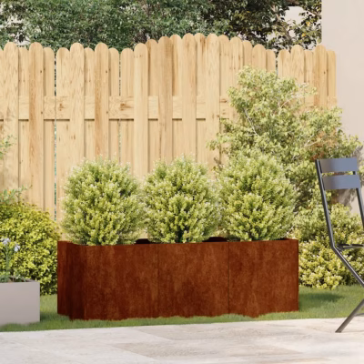 Roostevärvi ilmastikukindlast terasest taimekast, avatud põhjaga, 120 x 40 x 40 cm