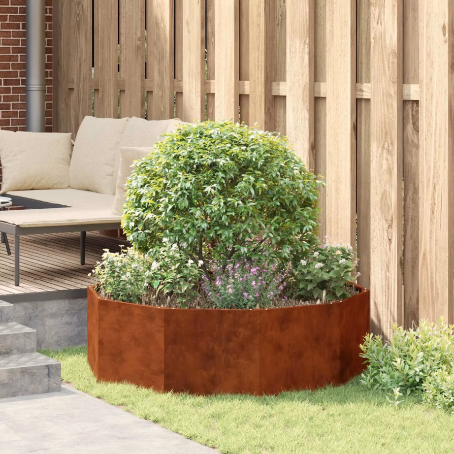 Roostevärvi terasest ümmargune taimekast, 120 x 120 x 35 cm – 4