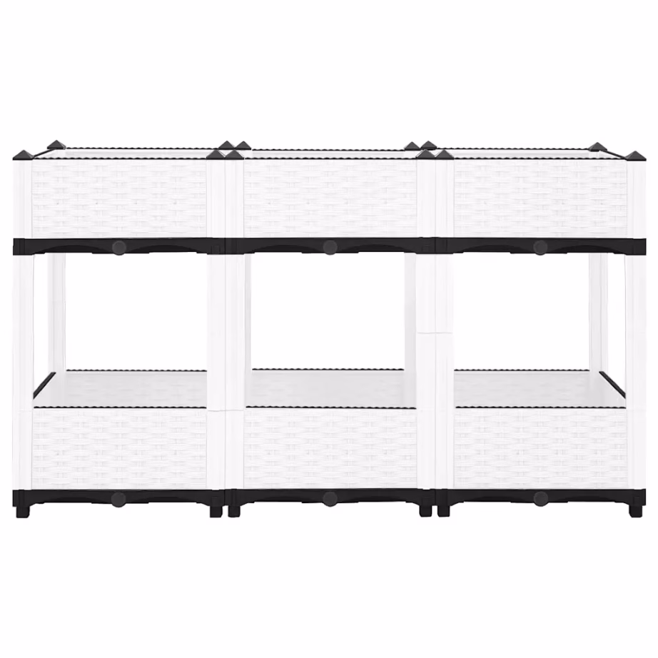 Rotangimustriga taimelava, valge polüpropüleen, 120 x 40 x 71 cm – 3