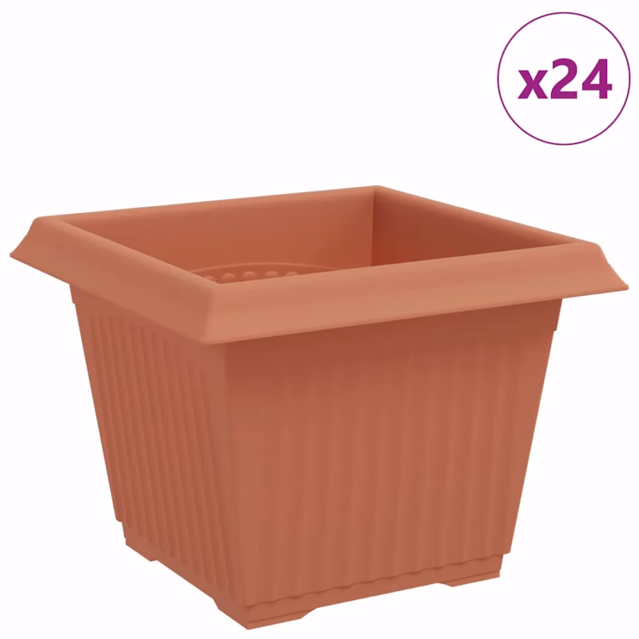 Ruudukujuline plastlillepott, kohviroosa, 24 tk, 23 x 23 x 17,5 cm - 2