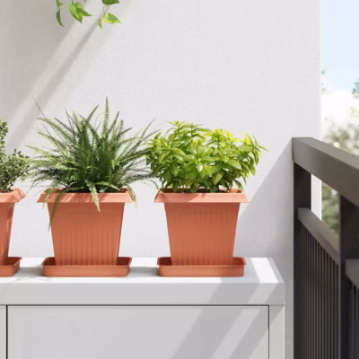 Ruutlillepotid 24 tk, kohviroosa plastmass, 16 x 16 x 14 cm