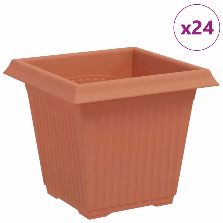 Ruutlillepotid 24 tk, kohviroosa plastmass, 16 x 16 x 14 cm – 2