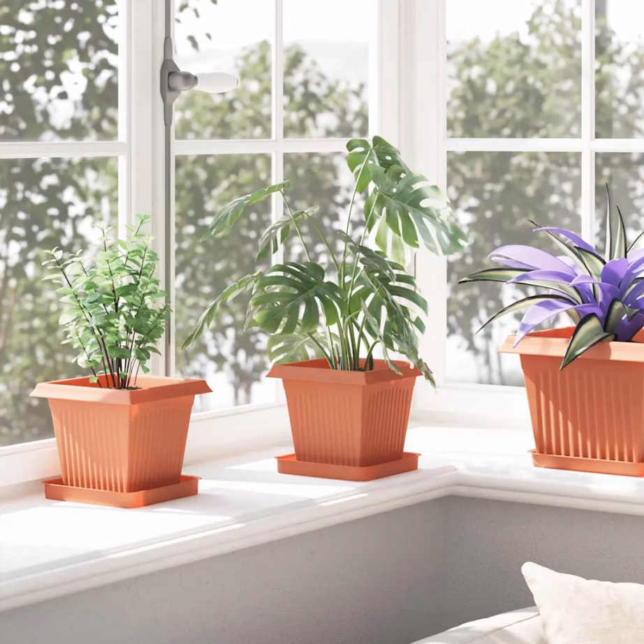 Ruutlillepotid 24 tk, kohviroosa plastmass, 16 x 16 x 14 cm – 4