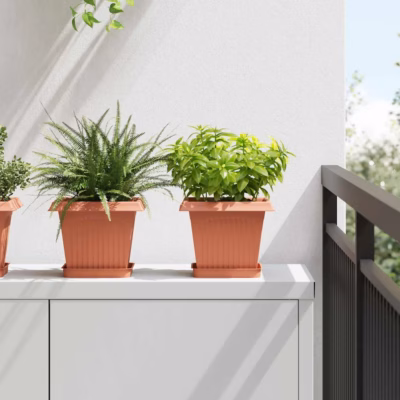 Ruutlillepotid drenaažiavadega, kohviroosa, plastmass, 24 tk, 20 x 20 x 16 cm