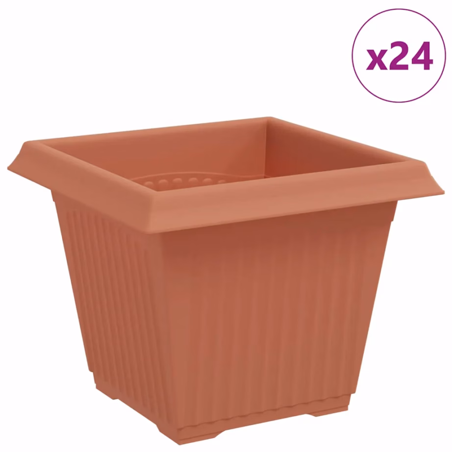 Ruutlillepotid drenaažiavadega, kohviroosa, plastmass, 24 tk, 20 x 20 x 16 cm – 2