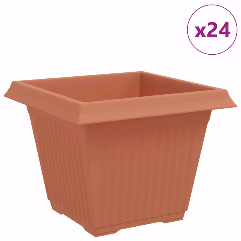 Ruutlillepotid drenaažiavadega, kohviroosa plastmass, 24 tk, 43 x 43 x 33,5 cm – 2
