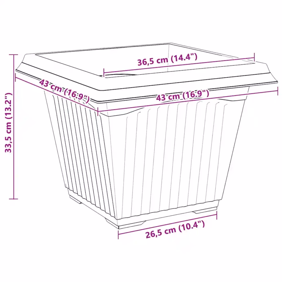 Ruutlillepotid drenaažiavadega, kohviroosa plastmass, 24 tk, 43 x 43 x 33,5 cm – 10