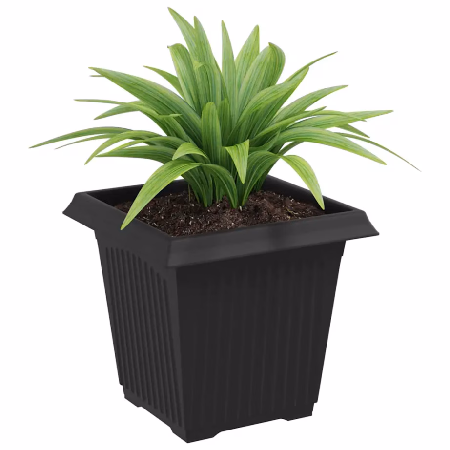 Ruutlillepotid äravooluavadega, 24 tk, must plast, 16 x 16 x 14 cm – 3