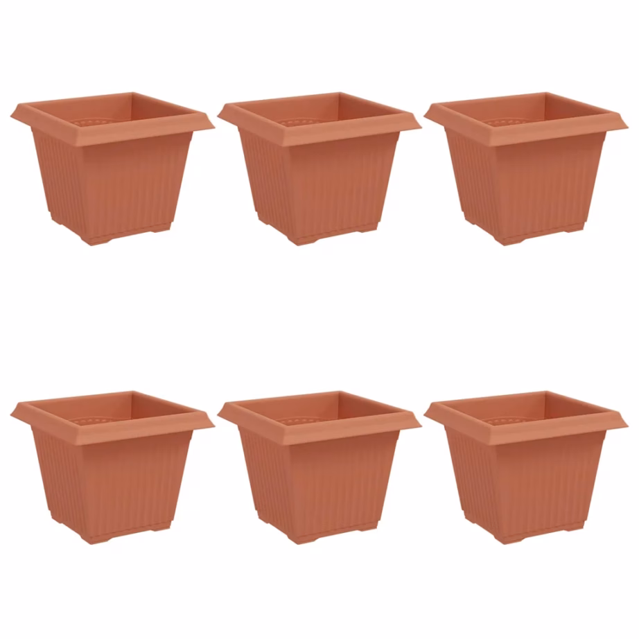 Ruutlillepotid 6 tk, kohviroosa, plastmass, 20 x 20 x 16 cm - 2