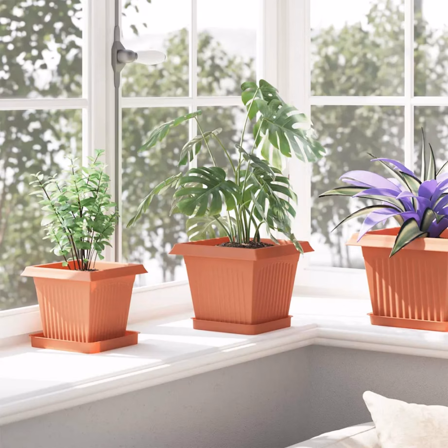 Ruutlillepotid 6 tk, kohviroosa, plastmass, 20 x 20 x 16 cm - 4
