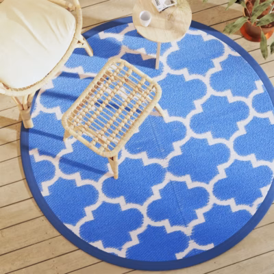 Ümberpööratav sinine aiavaip ARAKIL, ümmargune, Ø 160 cm, polüpropüleen