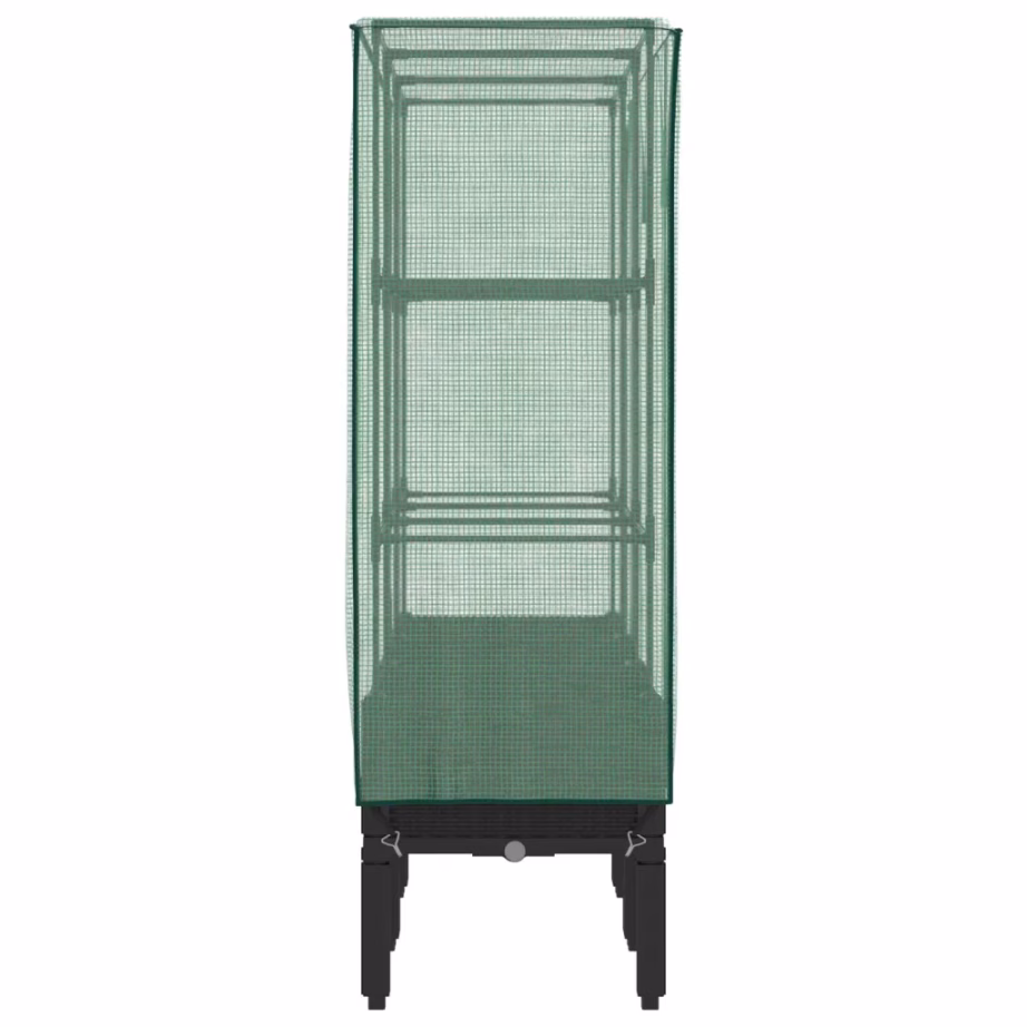 Kõrgendatud taimekast kasvuhoonekattega, rotangi välimus, must, 120 x 40 x 140 cm – 5