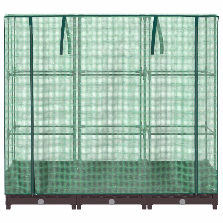 Kasvuhoonekattega kõrgendatud taimekast, rotangiimitatsioon, pruun, 120 x 40 x 123 cm – 4