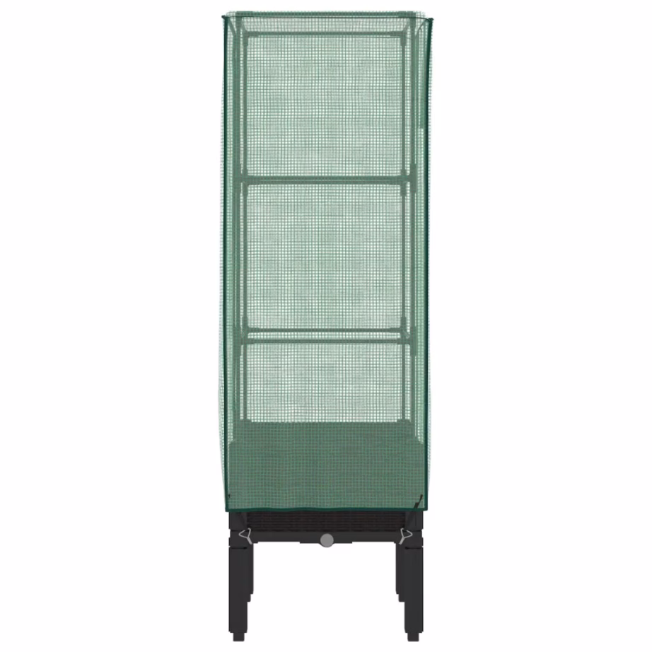 Kõrgendatud taimekast kasvuhoonekattega, rotangiimitatsiooniga, must, 40 x 40 x 140 cm – 5