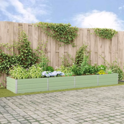 Taimekast pastellroheline tsingitud terasest, 385 x 100 x 45 cm