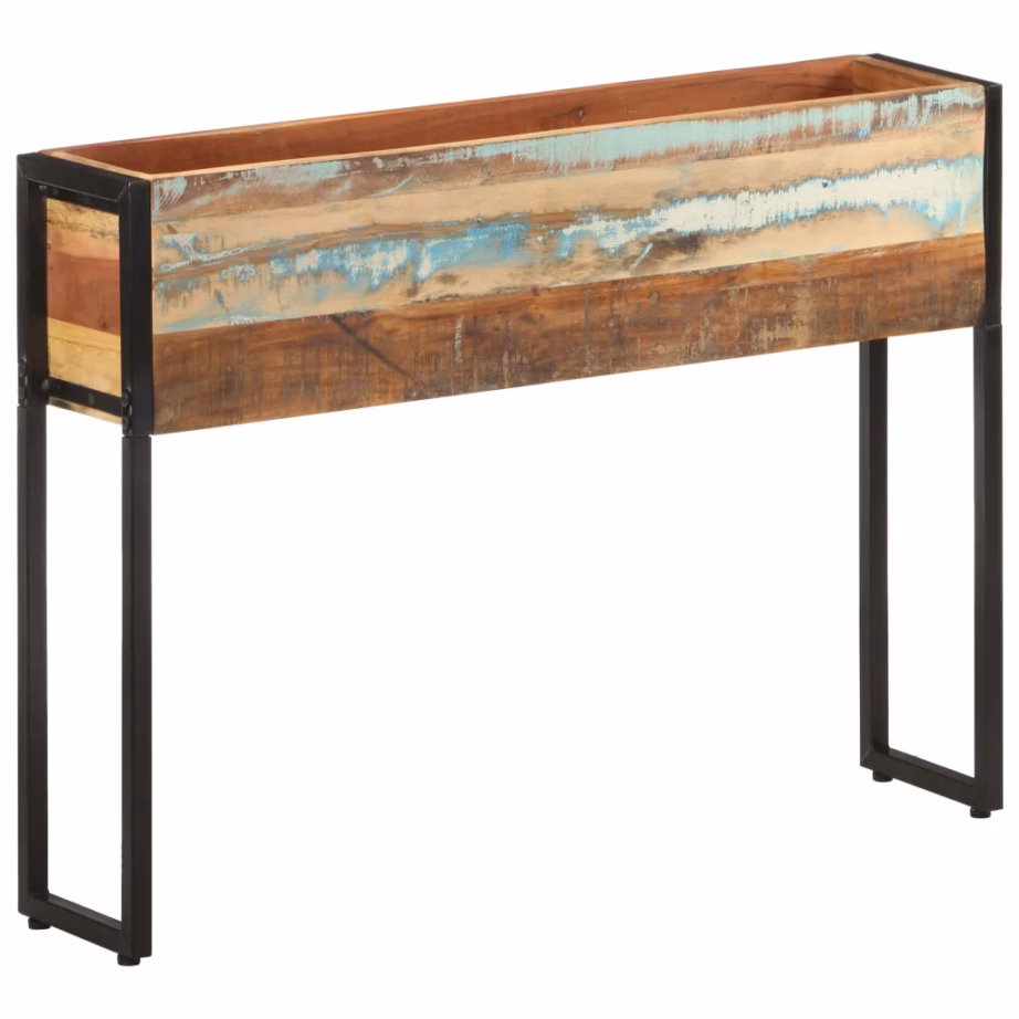 Mitmevärviline kõrge taimekast taastatud puidust ja raudraamiga, 90 x 20 x 68 cm – 7